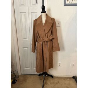 Lauren Ralph Lauren Women's Belted Cashmere Blend Wrap Coat Jacket Brown Size 12